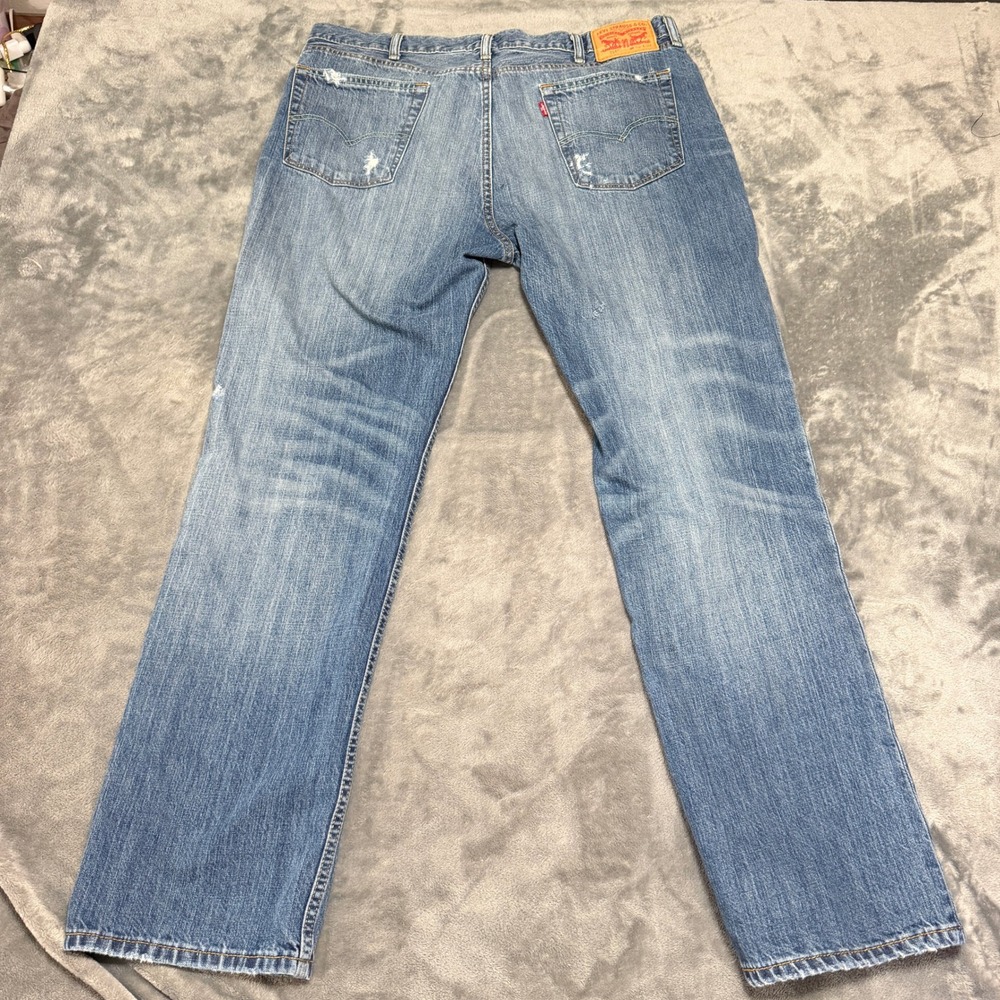 Levis 501 Original Fit Distressed Jeans Mens 36x32 Medium Wash Straight Leg - Picture 2 of 10